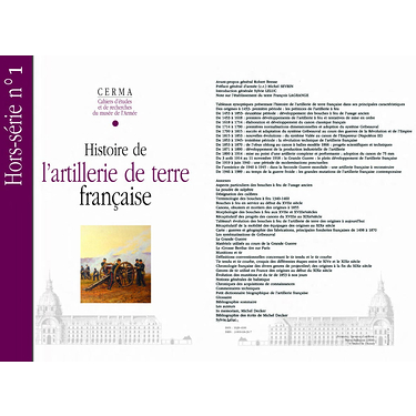 CERMA HS N°1 - Histoire de l'artillerie de terre française