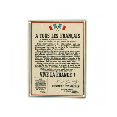 Metal plate "Vive la France"