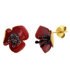 Red poppy chip earring